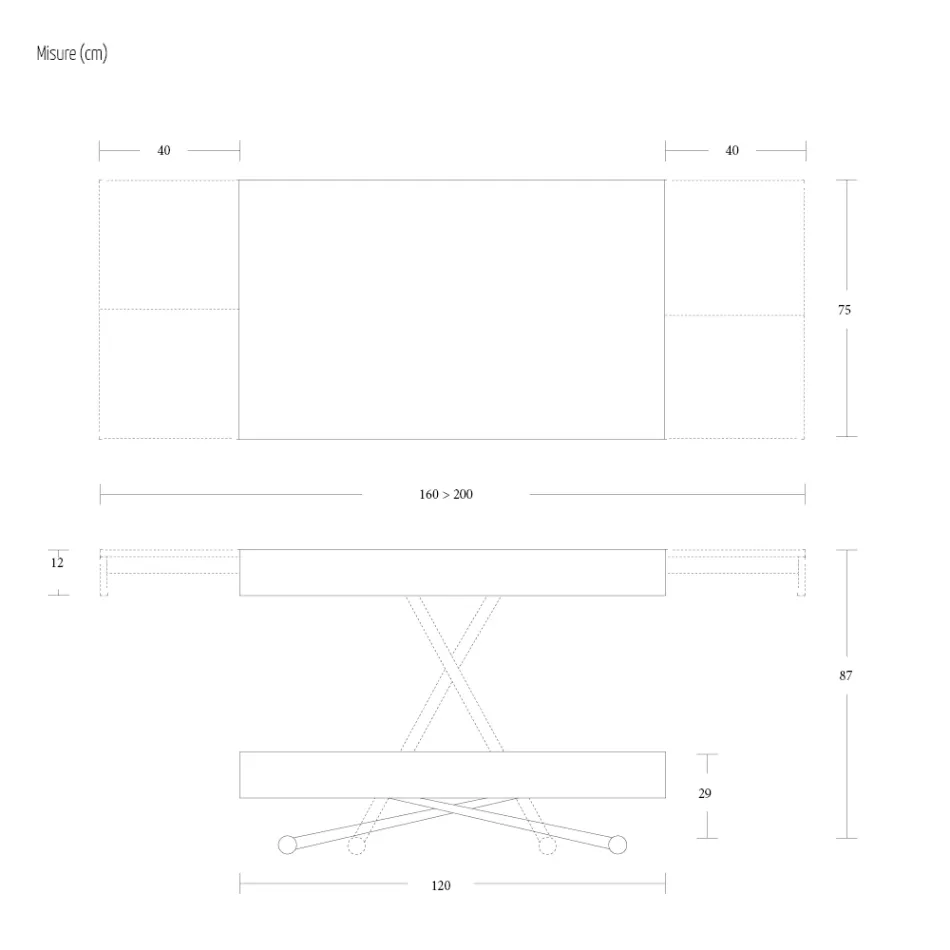 Transformable Coffee Table in Metal and Wood Table Made in Italy - Polaris Viadurini