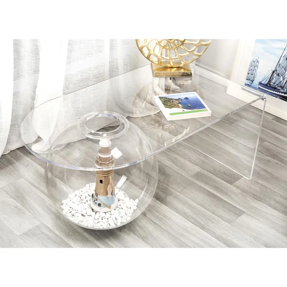 Transparent modern design coffee table L90xH40xP48 cm Bolly, made in Italy Viadurini