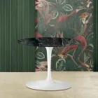 Tulip Coffee Table Eero Saarinen H 39 with Oval Top in Green Alpi Marble - Scarlet Viadurini