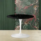Tulip Coffee Table Eero Saarinen H 41 with Round Black Marquinia Marble Top Viadurini