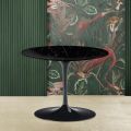 Tulip Eero Saarinen H 41 Coffee Table with Marquinia Black Marble Round Top - Scarlet