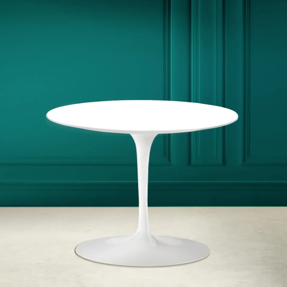 Tulip Coffee Table Eero Saarinen H 41 in Absolute White Ceramic Made in Italy - Scarlet Viadurini