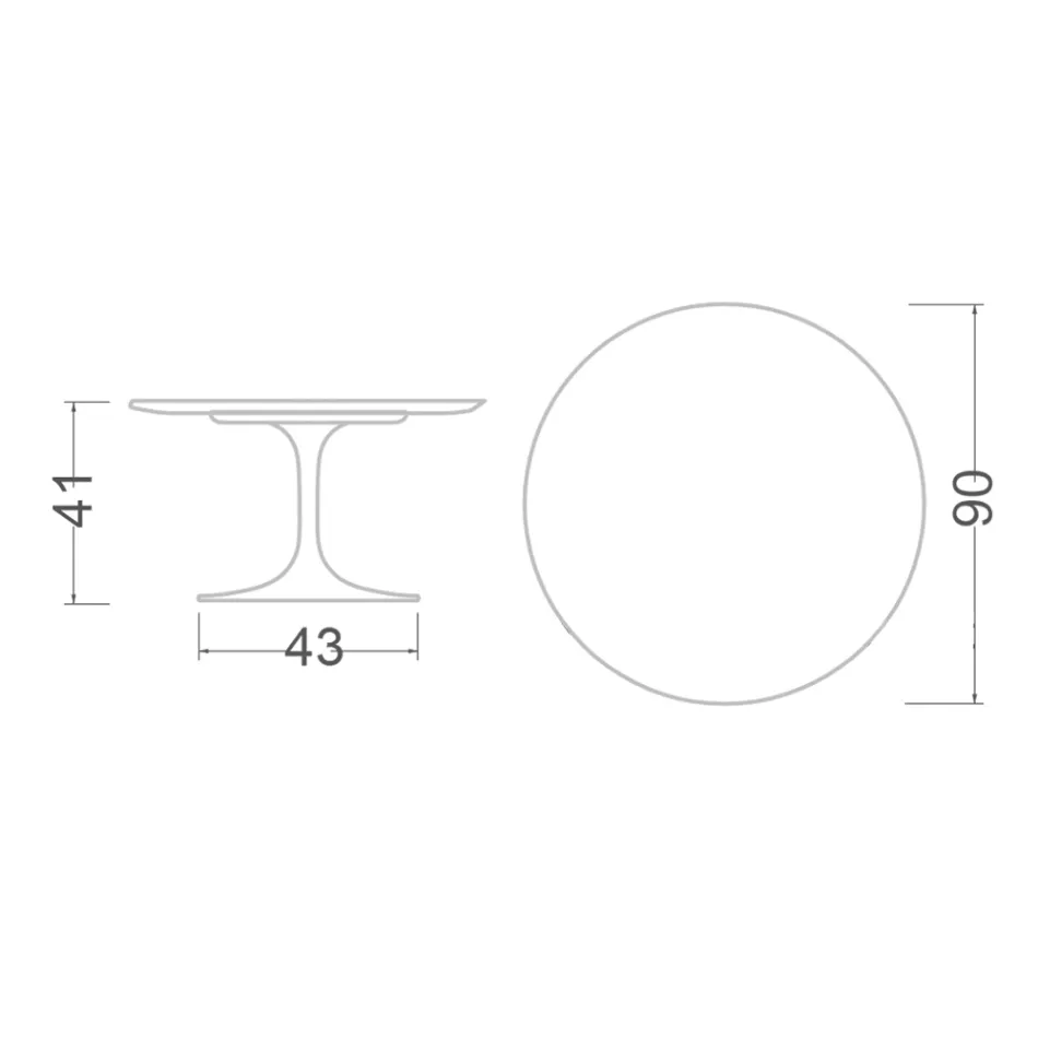 Tulip Coffee Table Eero Saarinen H 41 in Calacatta Michelangelo Ceramic Viadurini