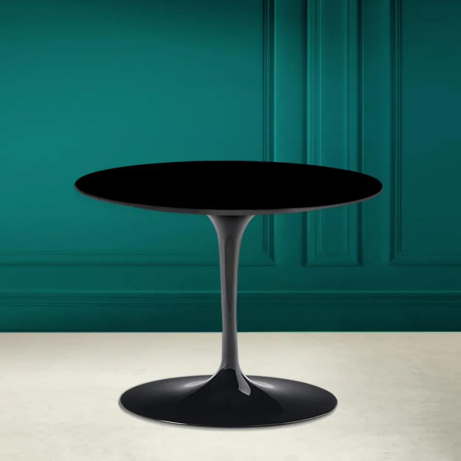 Tulip Coffee Table Eero Saarinen H 41 in Absolute Black Ceramic Made in Italy - Scarlet Viadurini