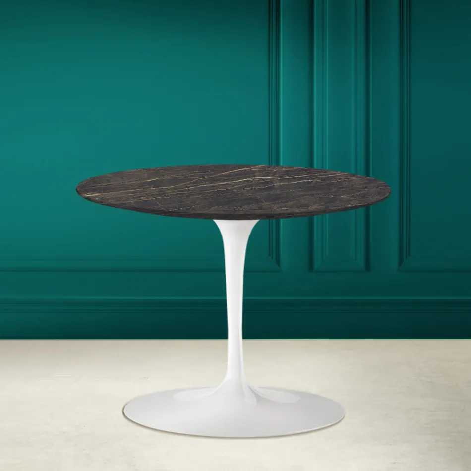 Tulip Coffee Table Eero Saarinen H 41 in Noir Desire Made in Italy Ceramic - Scarlet Viadurini