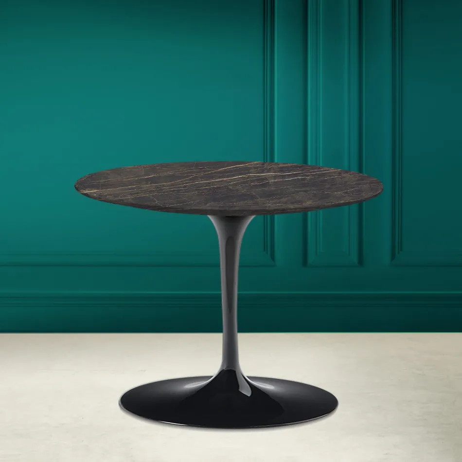 Tulip Coffee Table Eero Saarinen H 41 in Noir Desire Made in Italy Ceramic - Scarlet Viadurini