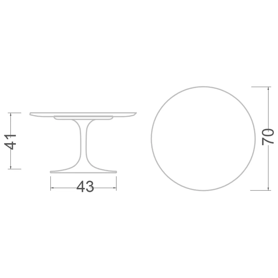 Tulip Coffee Table Eero Saarinen H 41 in Noir Soft Ceramic Made in Italy - Scarlet Viadurini