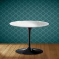 Eero Saarinen Tulip Coffee Table H 41 in Salina Ceramic Made in Italy - Scarlet