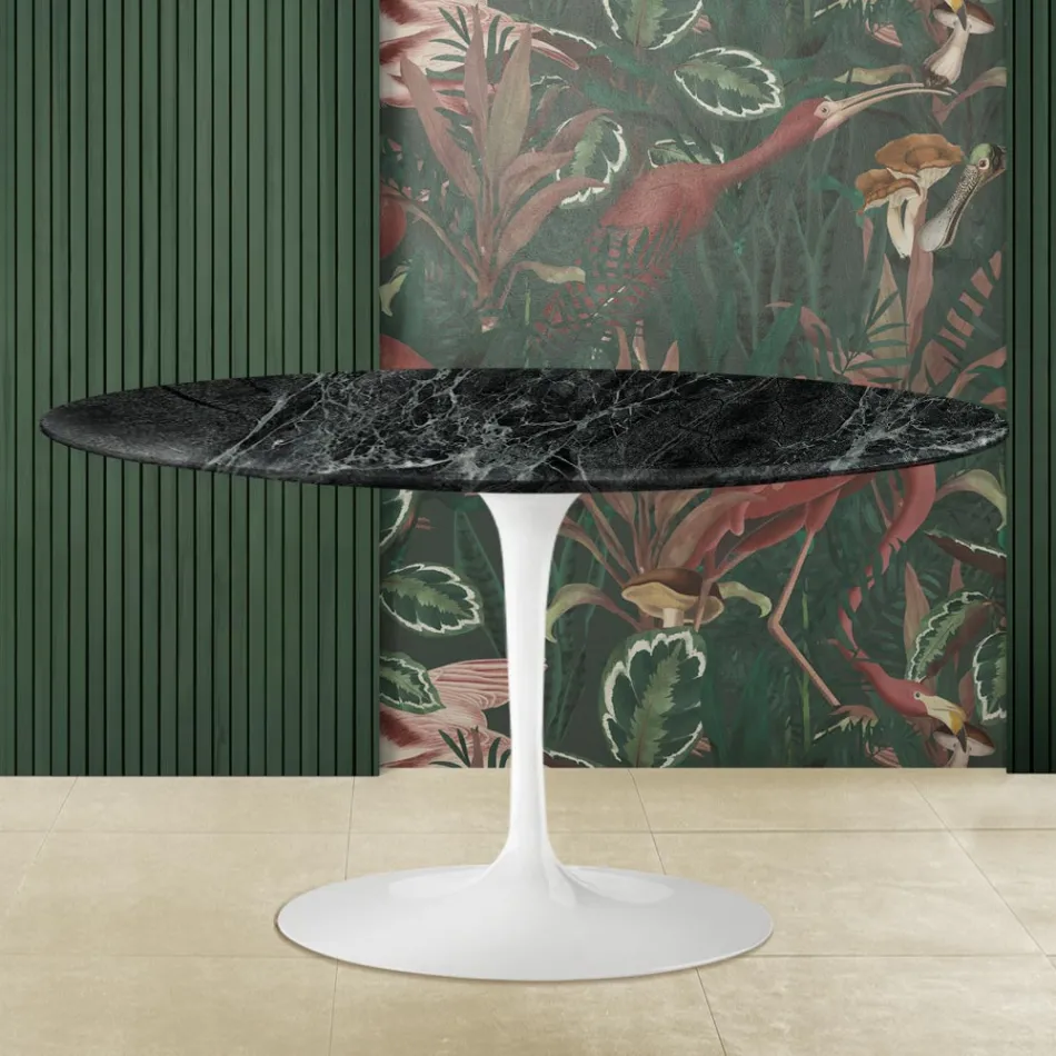 Tulip Coffee Table Eero Saarinen H 41 in Green Alpi Marble Made in Italy Viadurini