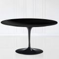 Tulip Eero Saarinen H 41 Oval Coffee Table with Black Liquid Laminate Top - Scarlet
