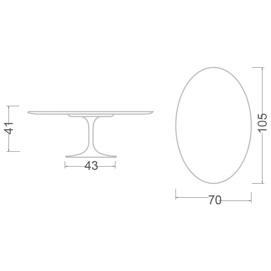Eero Saarinen H 41 Oval Tulip Coffee Table with Arabescato Marble Top Made in Italy - Scarlet Viadurini