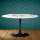 Eero Saarinen H 41 Oval Tulip Coffee Table in Aura 22 Ceramic Made in Italy - Scarlet Viadurini