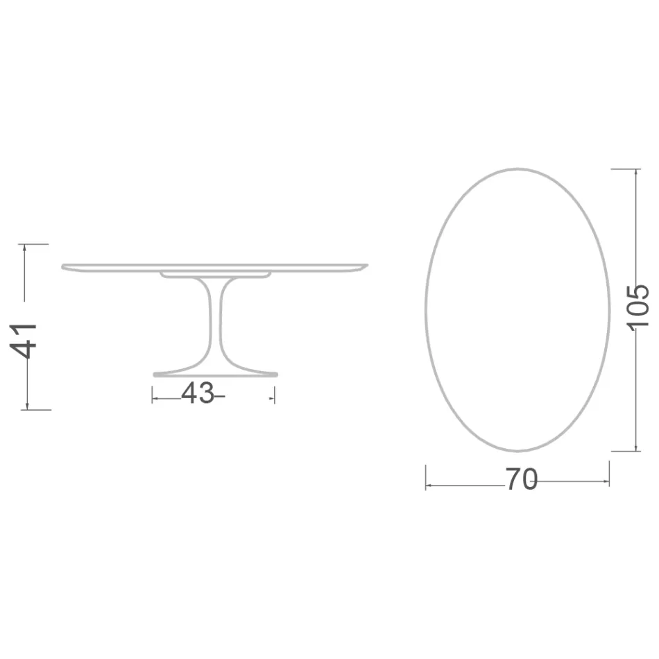Tulip Coffee Table Eero Saarinen H 41 Oval in Kira Ceramic Made in Italy - Scarlet Viadurini