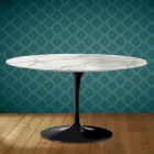 Eero Saarinen Tulip Coffee Table H 41 Oval in Glossy Ceramic Made in Italy - Scarlet Viadurini