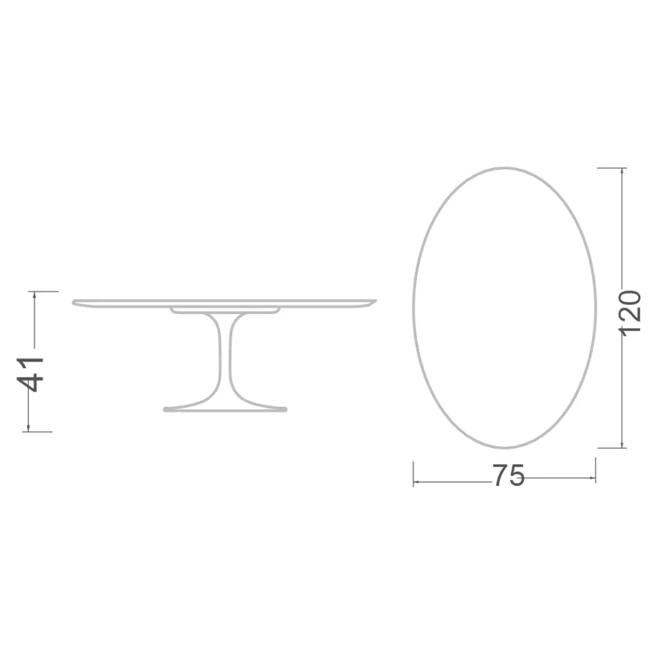 Eero Saarinen Tulip Coffee Table H 41 Oval in Marmorio Ceramic Made in Italy - Scarlet Viadurini