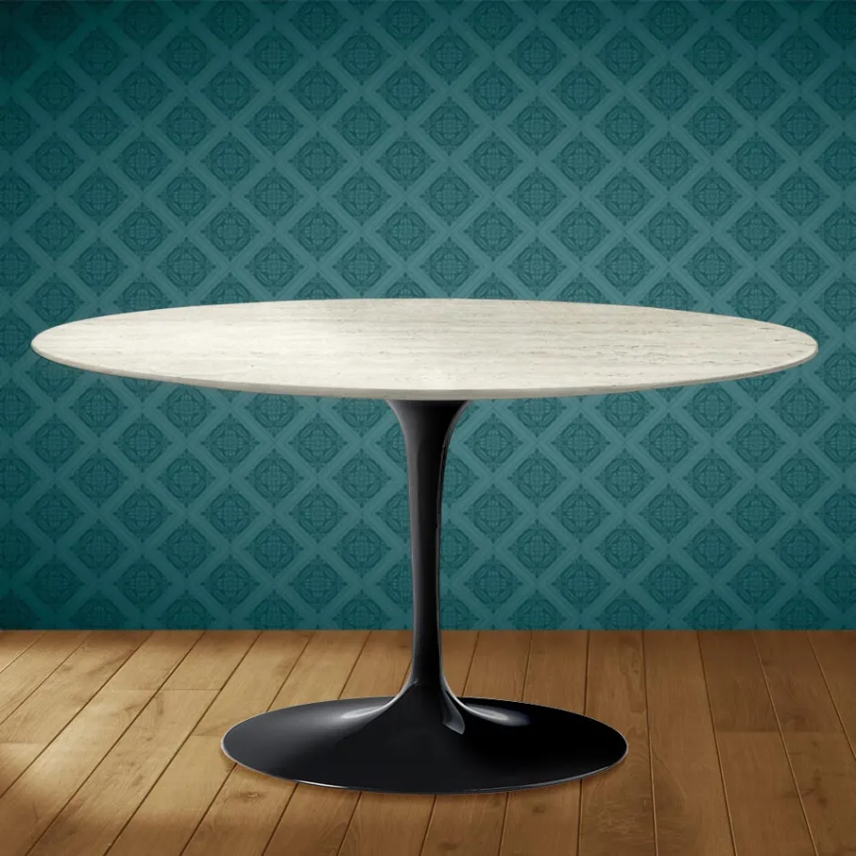 Eero Saarinen Tulip Coffee Table H 41 Oval in Marmorio Ceramic Made in Italy - Scarlet Viadurini