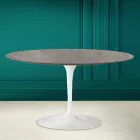 Eero Saarinen H 41 Oval Tulip Coffee Table in Gray Stone Ceramic Made in Italy - Scarlet Viadurini