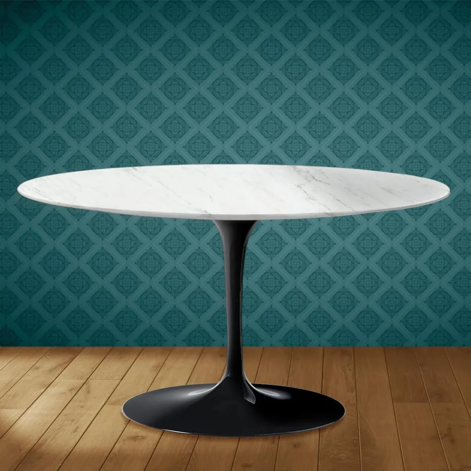 Eero Saarinen Tulip Coffee Table H 41 Oval in Salina Ceramic Made in Italy - Scarlet Viadurini