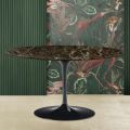 Tulip Eero Saarinen H 41 Oval Coffee Table in Emperador Dark Marble Made in Italy - Scarlet