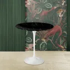 Tulip Coffee Table Eero Saarinen H 52 in Black Marquinia Marble Made in Italy - Scarlet Viadurini