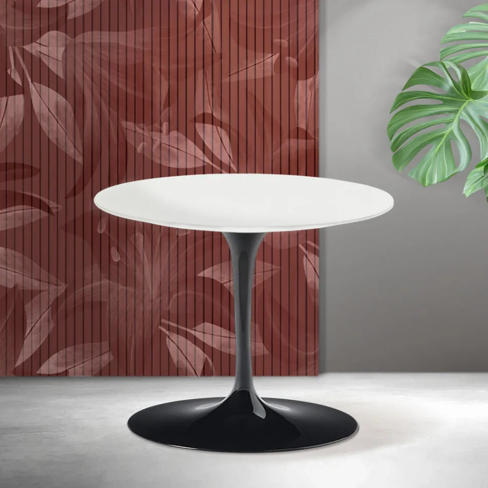 Saarinen Tulip Coffee Table H 39 cm in Matte White Florim Ceramic - Scarlet Viadurini