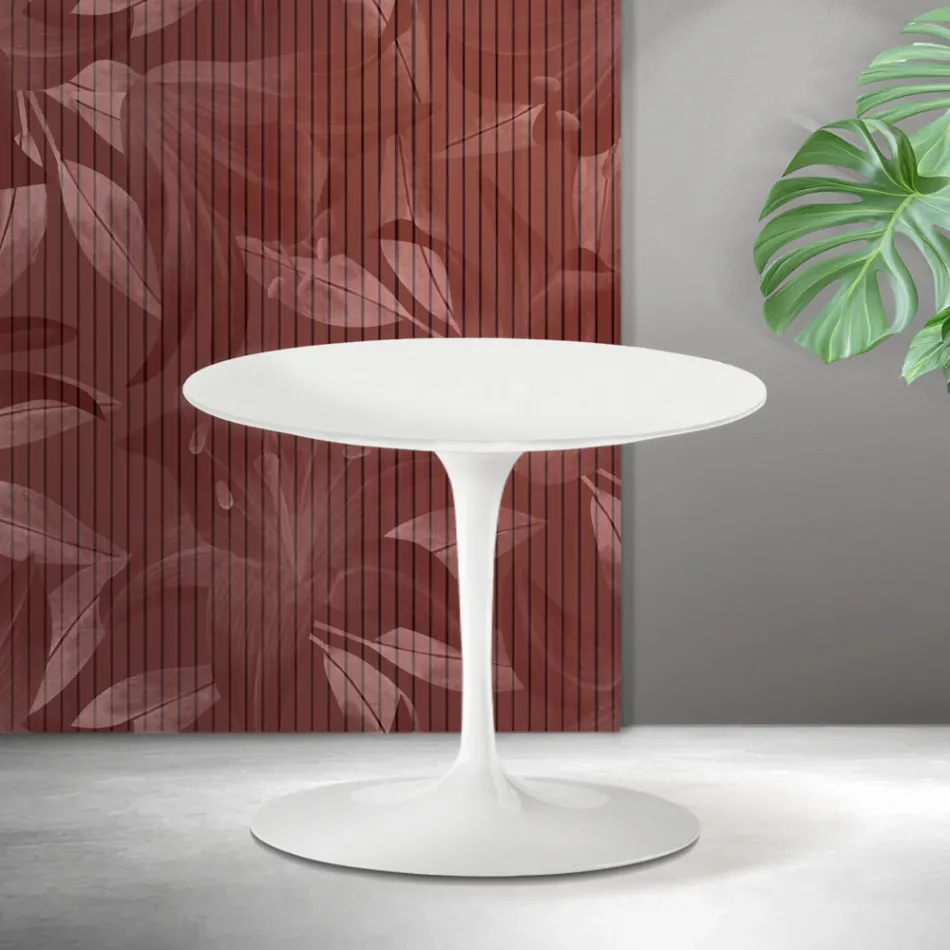 Saarinen Tulip Coffee Table H 39 cm in Matte White Florim Ceramic - Scarlet Viadurini