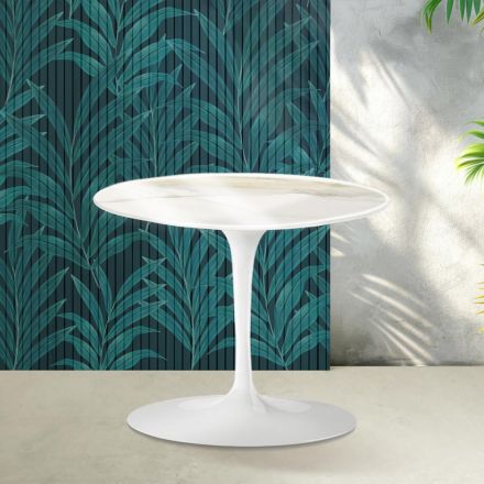 Saarinen Tulip Coffee Table H 39 cm in Glossy Calacatta Gold Florim Ceramic - Scarlet Viadurini