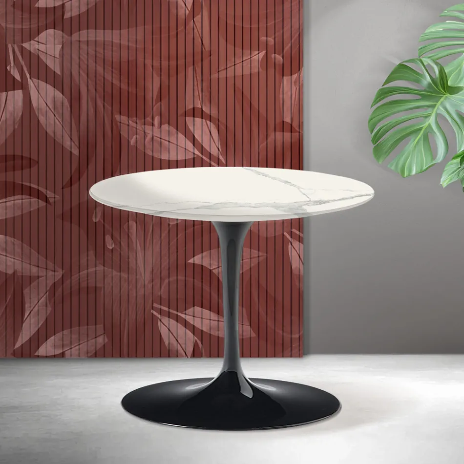 Saarinen Tulip Coffee Table H 39 cm in Florim Statuario Matte Ceramic - Scarlet Viadurini