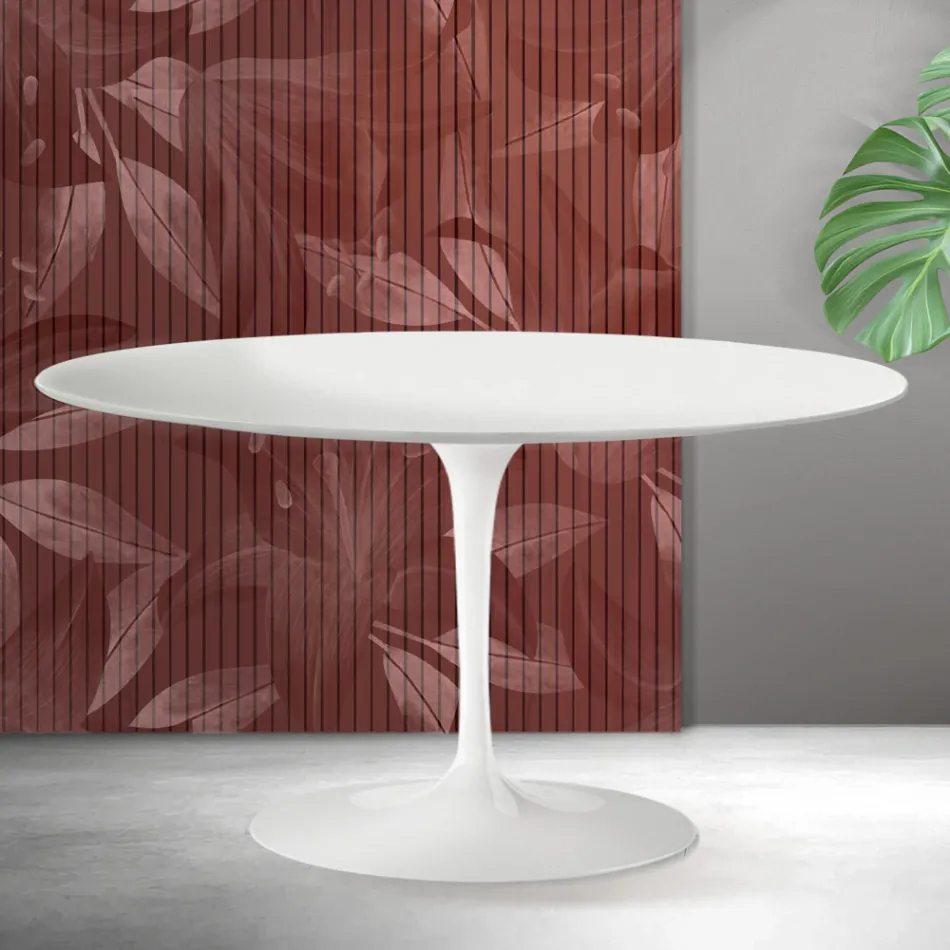 Saarinen Tulip Coffee Table H 41 cm in Matte White Florim Ceramic - Scarlet Viadurini