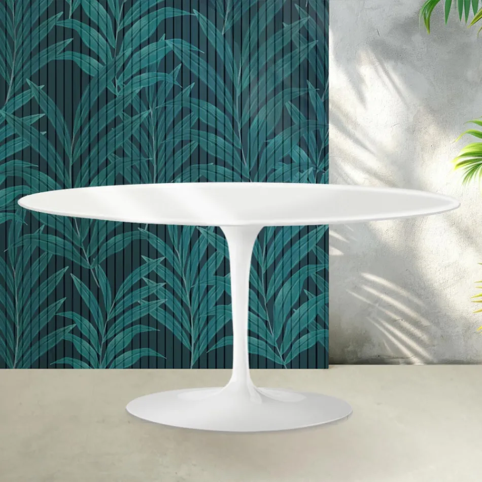 Saarinen Tulip Coffee Table H 41 cm in Glossy White Florim Ceramic - Scarlet Viadurini