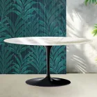 Saarinen Tulip Coffee Table H 41 cm in Glossy Florim Calacatta Gold Ceramic - Scarlet Viadurini