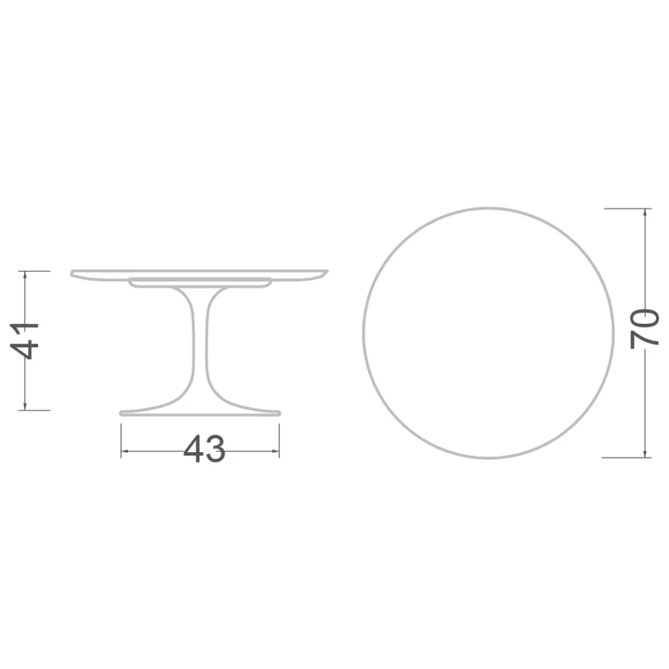 Tulip Saarinen Coffee Table H 41 with Black Liquid Laminate Top Made in Italy - Scarlet Viadurini