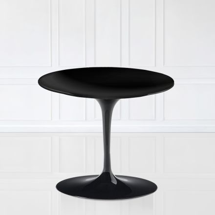 Tulip Saarinen Coffee Table H 41 with Black Liquid Laminate Top Made in Italy - Scarlet Viadurini