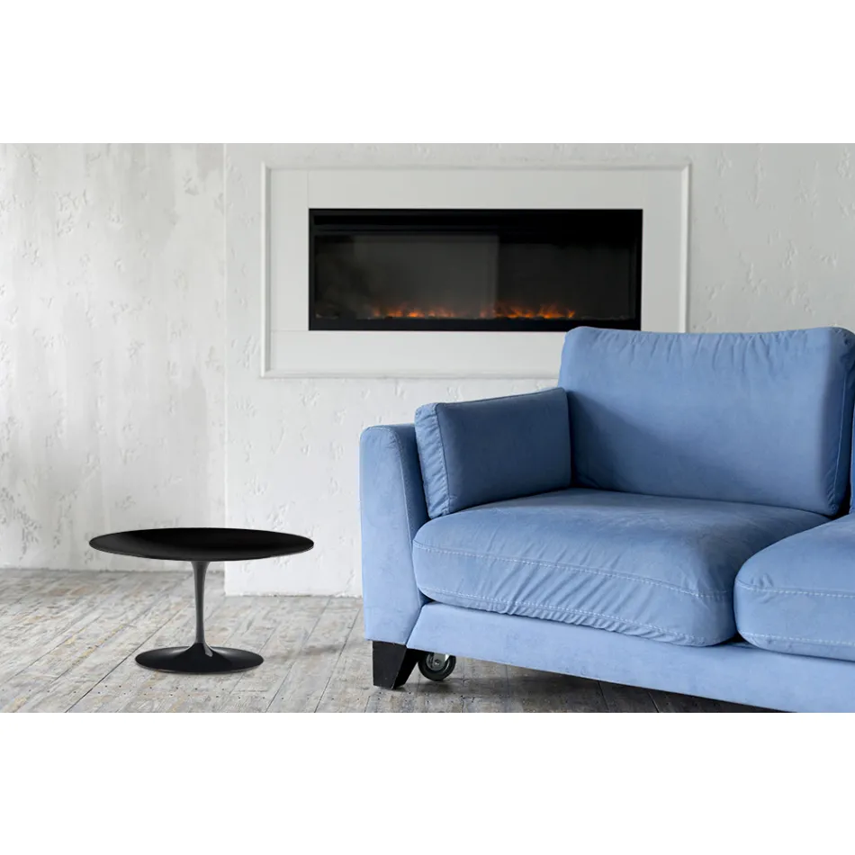 Tulip Saarinen Coffee Table H 41 with Black Liquid Laminate Top Made in Italy - Scarlet Viadurini