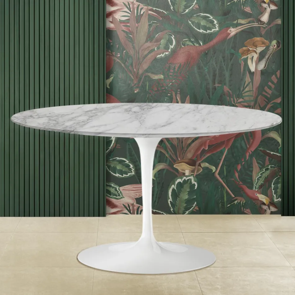 Tulip Saarinen Coffee Table H 41 with Arabescato Marble Top Made in Italy Viadurini