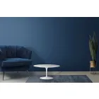 Tulip Saarinen Coffee Table H 41 with Oval Top in White Liquid Laminate Made in Italy - Scarlet Viadurini