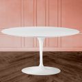 Tulip Saarinen Coffee Table with Oval Top in White Liquid Laminate H 41 Made in Italy - Scarlet