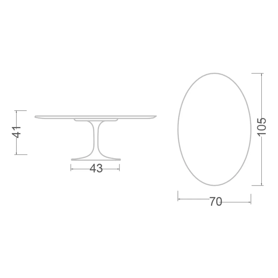 Tulip Saarinen Coffee Table H 41 with Oval Top in Black Liquid Laminate Made in Italy - Scarlet Viadurini