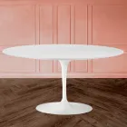Tulip Saarinen Coffee Table H 41 in White Oval Liquid Laminate Made in Italy - Scarlet Viadurini