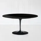 Tulip Saarinen Coffee Table H 41 in Black Oval Liquid Laminate Made in Italy - Scarlet Viadurini