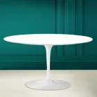 Tulip Saarinen H 41 Oval Coffee Table in Absolute White Ceramic Made in Italy - Scarlet Viadurini
