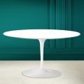 Tulip Saarinen H 41 Oval Coffee Table in Absolute White Ceramic Made in Italy - Scarlet