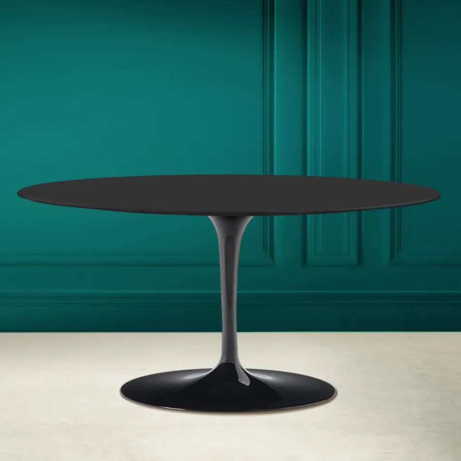 Tulip Saarinen H 41 Oval Coffee Table in Noir Soft Ceramic Made in Italy - Scarlet Viadurini