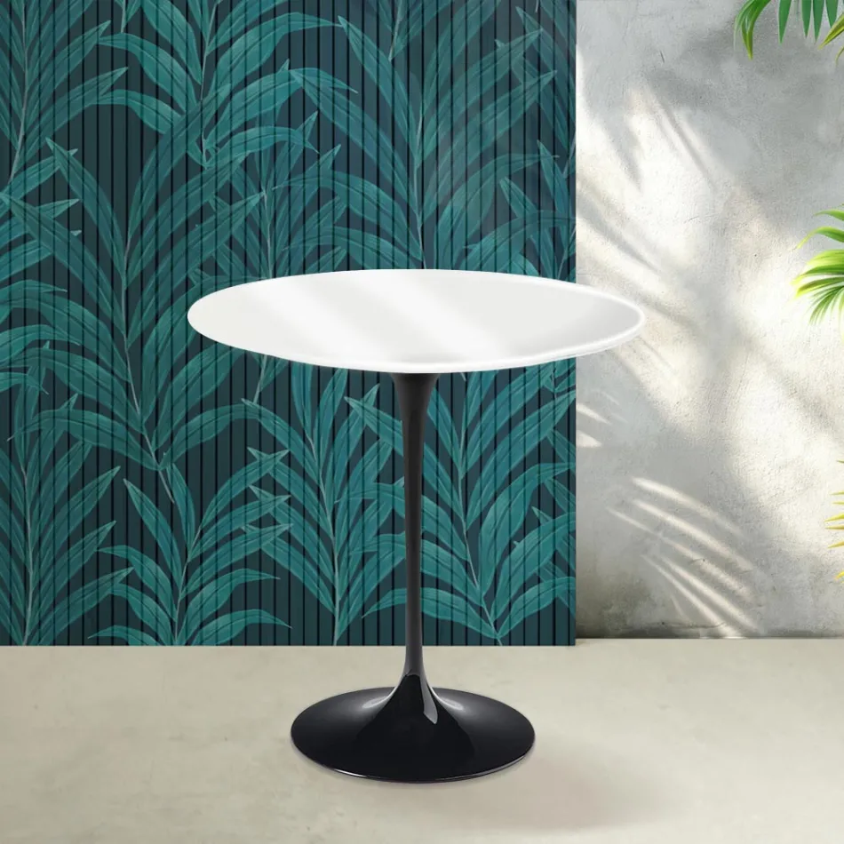 Saarinen Tulip Coffee Table H 52 cm in Glossy White Florim Ceramic - Scarlet Viadurini