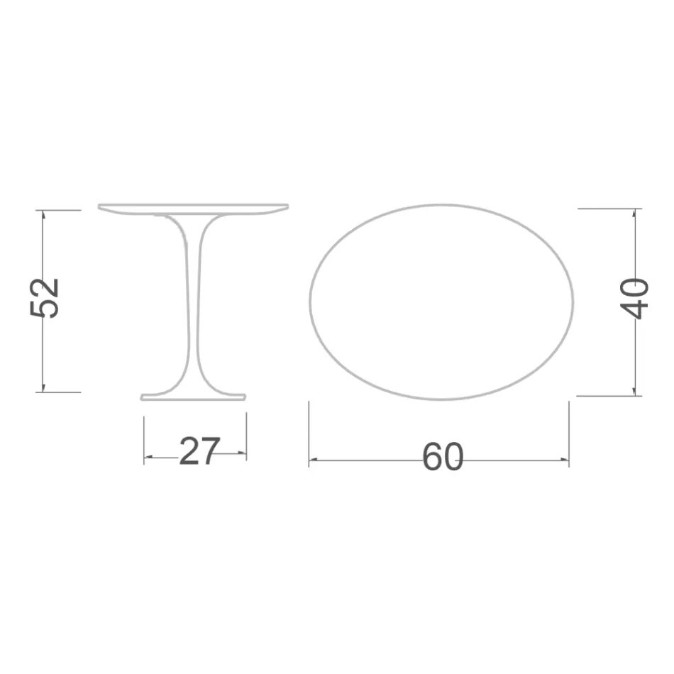 Tulip Saarinen Coffee Table H 52 with Oval Top in White Liquid Laminate Made in Italy - Scarlet Viadurini