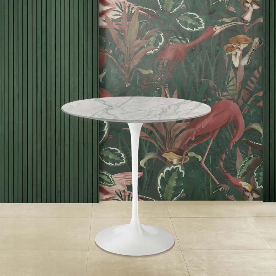 Tulip Saarinen H 52 Oval Coffee Table in Carrara Statuarietto Marble Made in Italy - Scarlet Viadurini