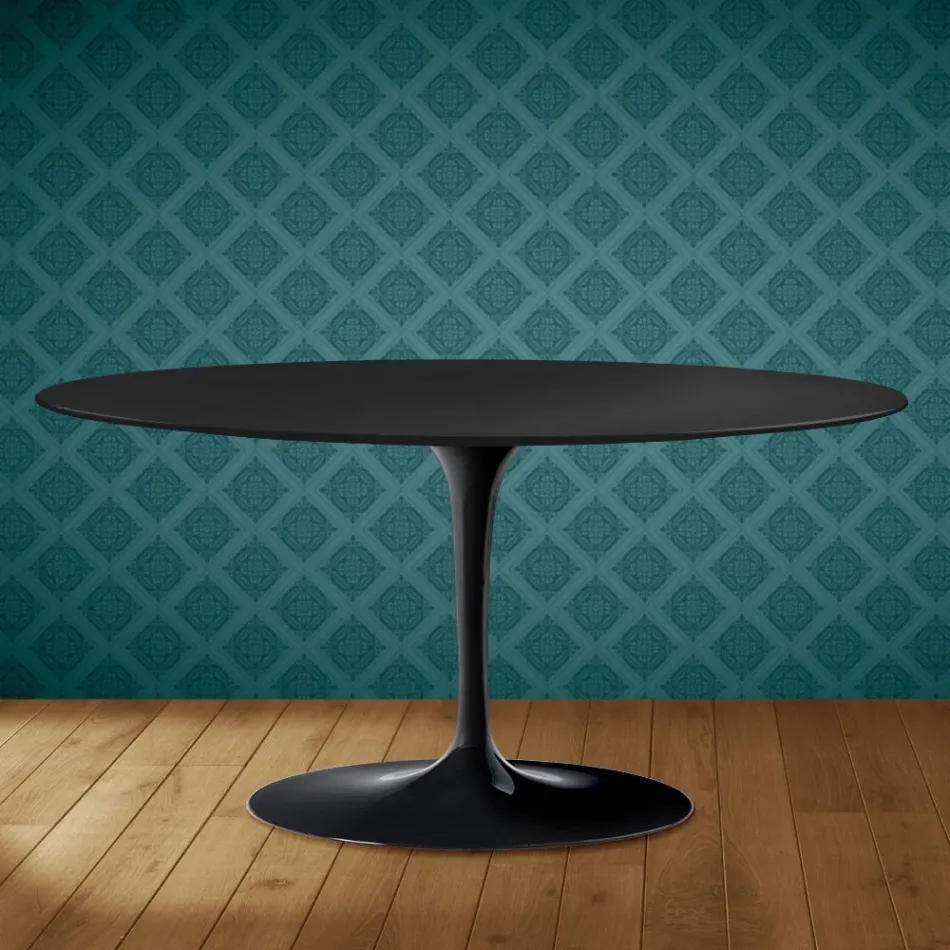 Saarinen Tulip Coffee Table, Oval, H 41 cm, Domoos Ceramic, Made in Italy - Scarlet Viadurini