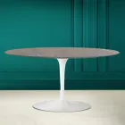 Tulip Saarinen Oval Coffee Table H 41 in Gray Stone Ceramic Made in Italy - Scarlet Viadurini