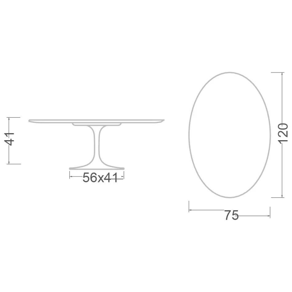 Saarinen Oval Tulip Coffee Table H 41 in Somnia Ceramic Made in Italy - Scarlet Viadurini