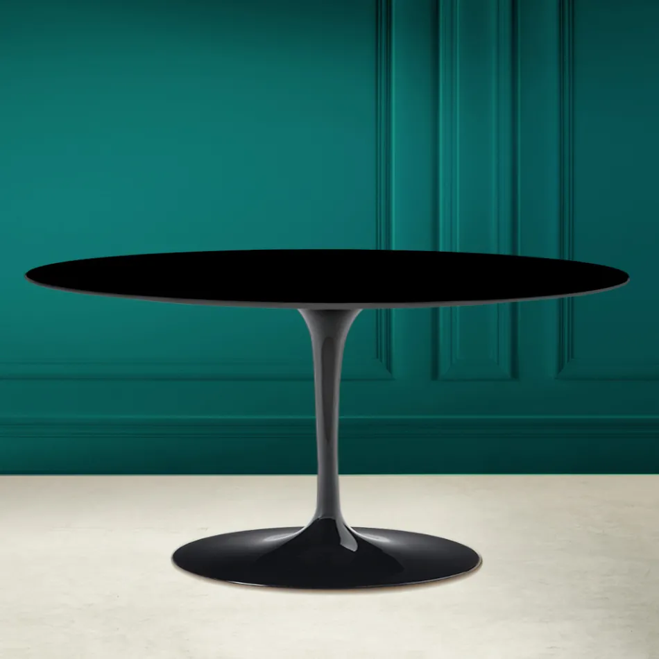 Tulip Saarinen Oval Coffee Table H 41 in Absolute Black Made in Italy - Scarlet Viadurini